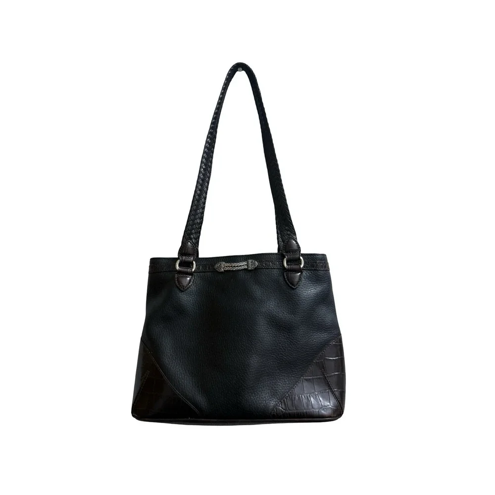 BRIGHTON Vintage Shoulder Bag Purse-Black/Brown